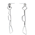 photo of a silver drop link earring on a white background