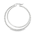 Sterling Silver Hoop Earrings-Artisan Made Solid Bead Texture Look 1.5 inch Hoop Earrings
