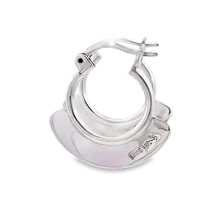 photo of modern silver hoop earrings on a white background