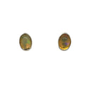Sterling Silver Opal Earrings-Natural Oval Opal Studs
