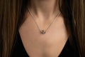 Sterling Silver Pendant Necklace-Guillermo Arreguis' Honeycomb Ball on 18 Inch Cable Chain on model