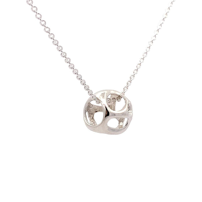 Sterling Silver Pendant Necklace-Guillermo Arreguis' Honeycomb Ball on 18 Inch Cable Chain