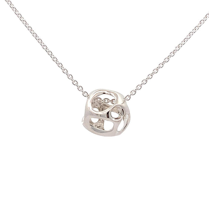 Sterling Silver Pendant Necklace-Guillermo Arreguis' Honeycomb Ball on 18 Inch Cable Chain
