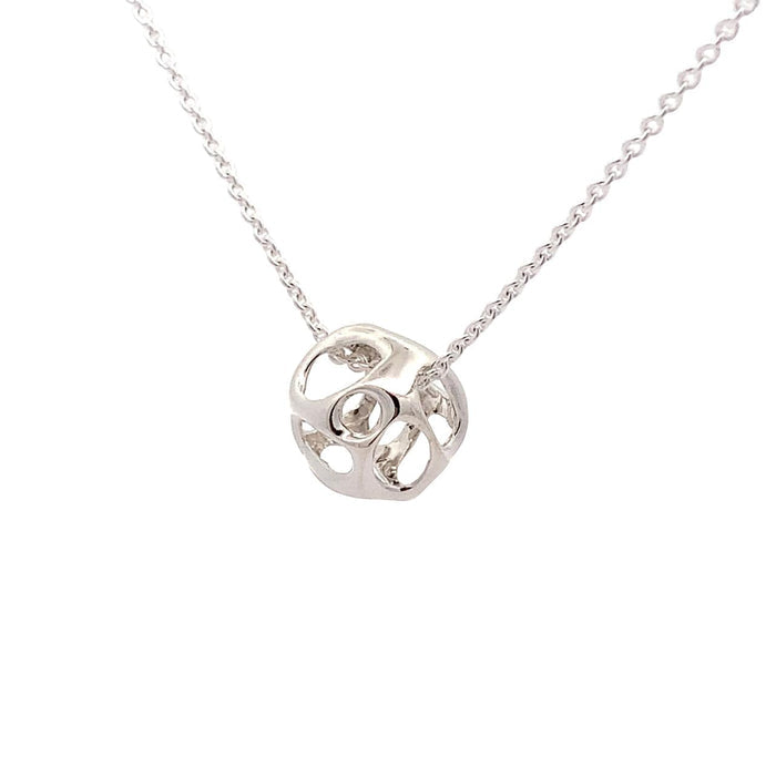 Sterling Silver Pendant Necklace-Guillermo Arreguis' Honeycomb Ball on 18 Inch Cable Chain