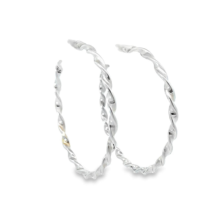 photo of  a twisted silver hoop earring