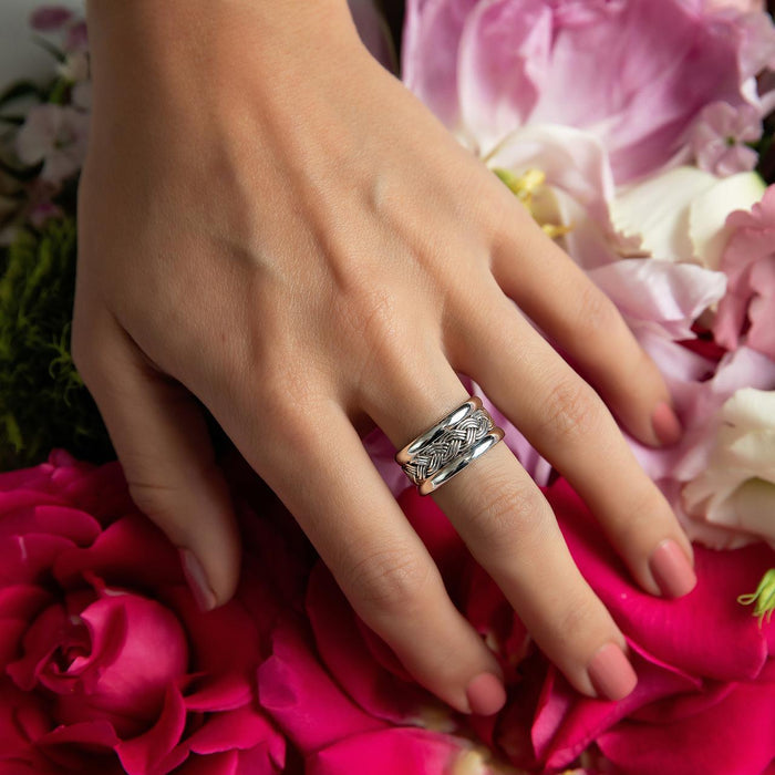 Sterling Silver Ring - Artisan Made Woven Braid Chunky Band
