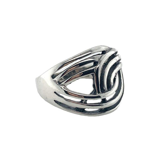 Sterling Silver Ring-Artisan Double Open Circles Ring Finger Size 5
