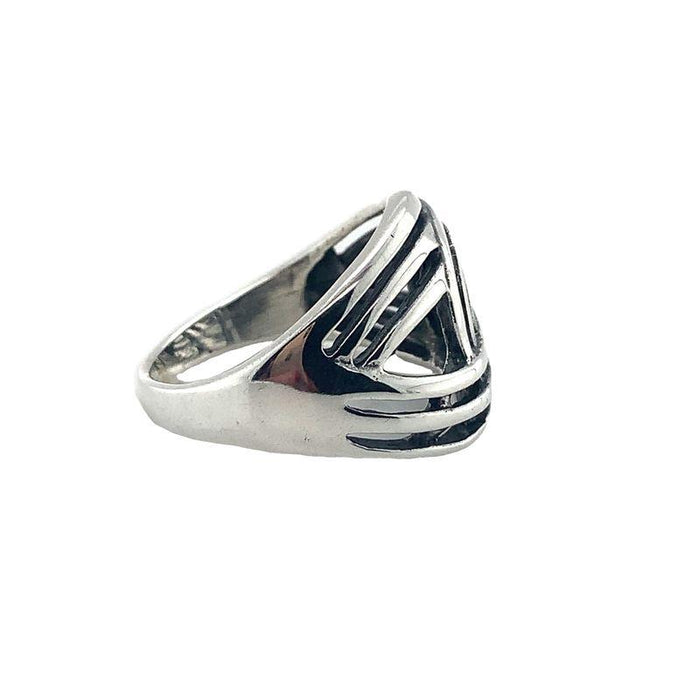 Sterling Silver Ring-Artisan Double Open Circles Ring Finger Size 5