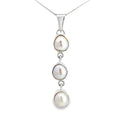 Sterling Silver Three Pearl Necklace Pendant – Bezel Set Design