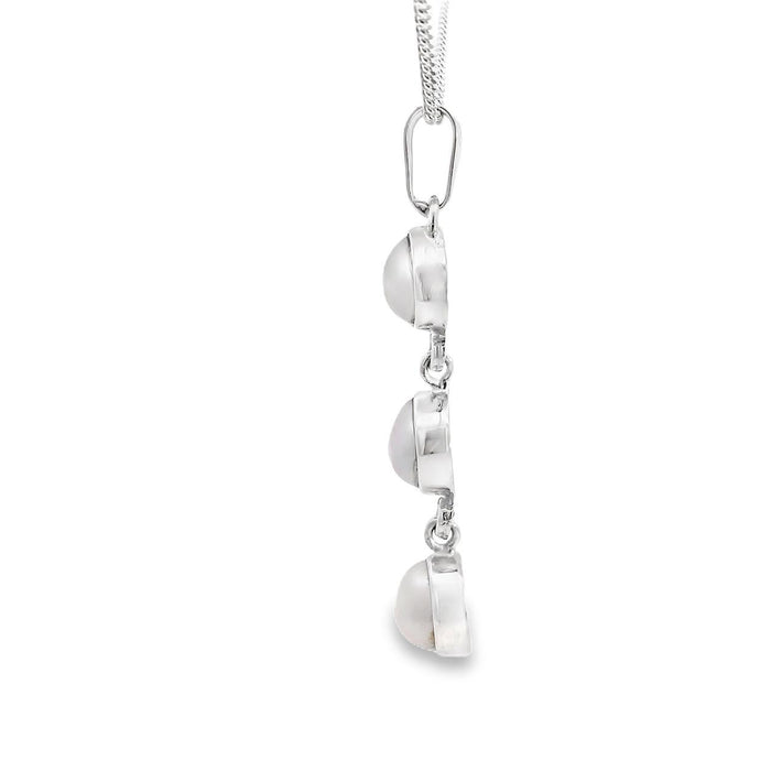 Sterling Silver Three Pearl Necklace Pendant – Bezel Set Design