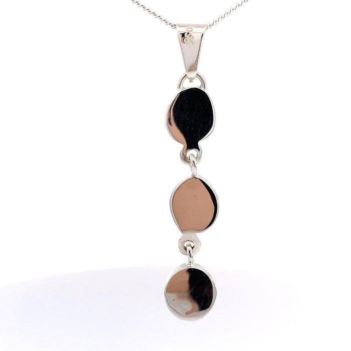 Sterling Silver Three Pearl Necklace Pendant – Bezel Set Design