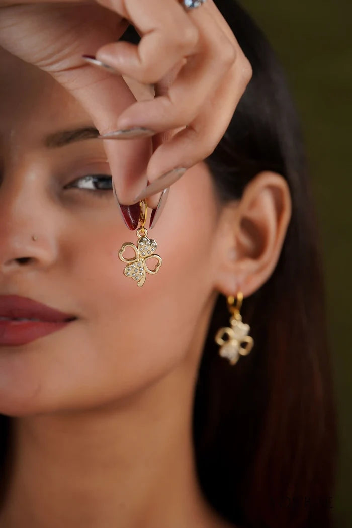 Studded Bow Heart Earrings