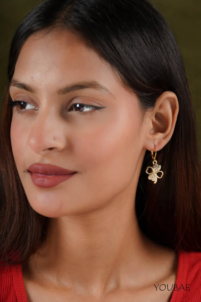 Studded Bow Heart Earrings