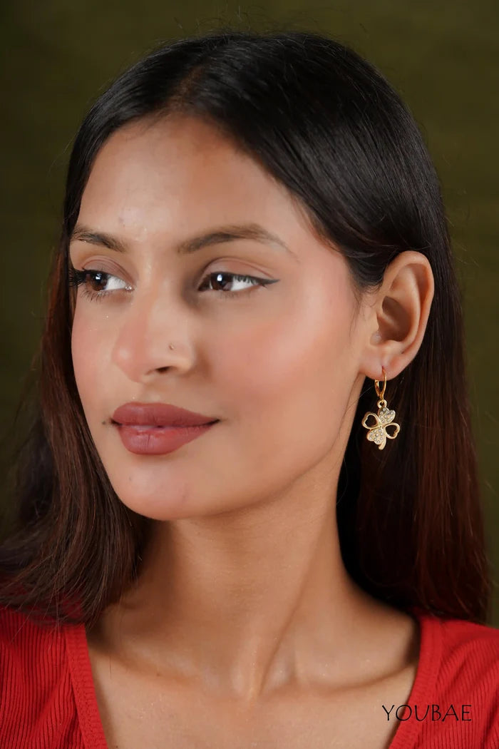 Studded Bow Heart Earrings
