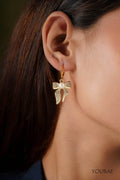 Studded Bow Pearl Earrings