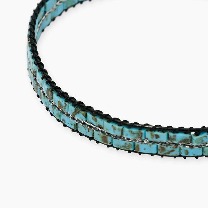 Bracciale in turchese sintetico con cordino
