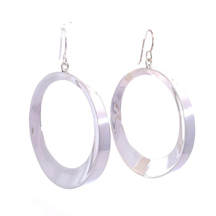 Taxco Artisan Made Sterling Silver Large Tapering Hoop Dangle Earrings