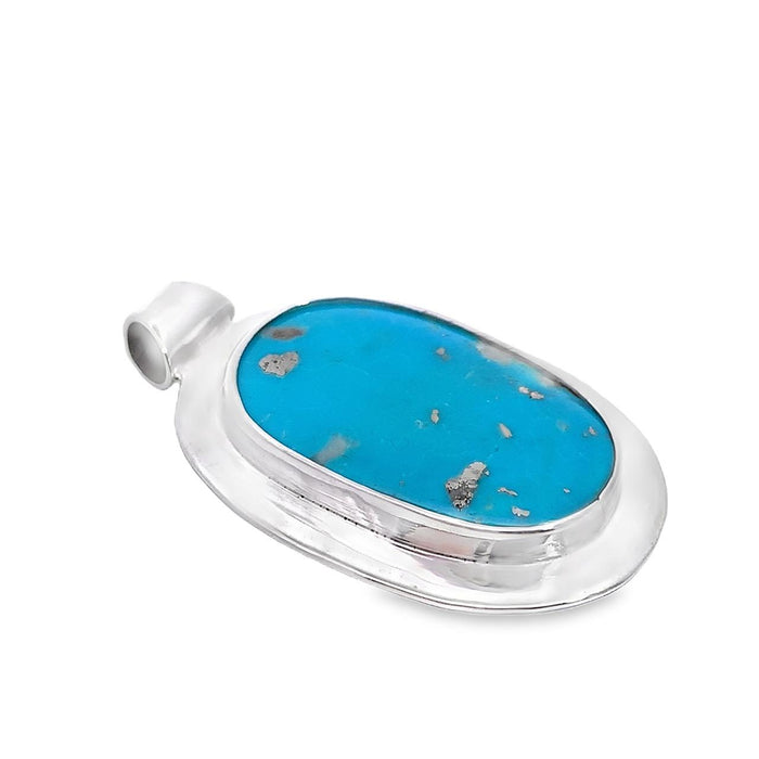 Taxco Artisan Sterling Silver Oval Turquoise Frame Pendant