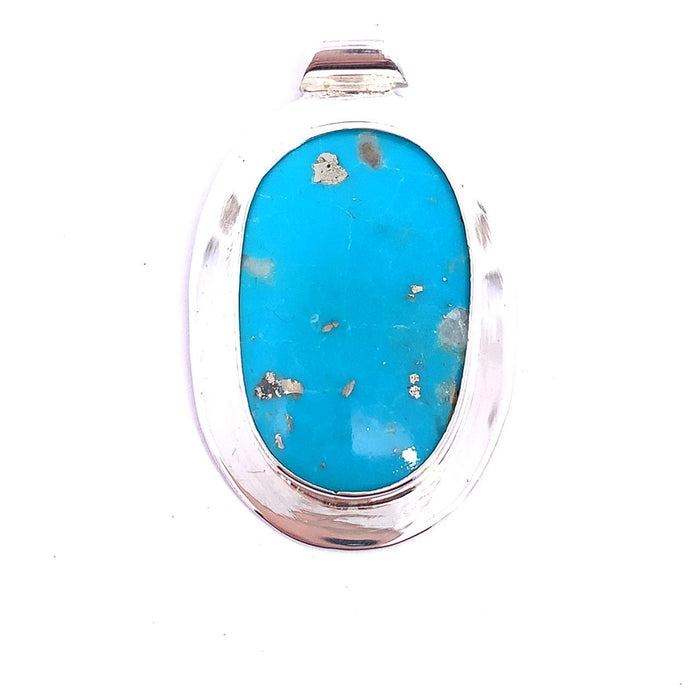 Taxco Artisan Sterling Silver Oval Turquoise Frame Pendant