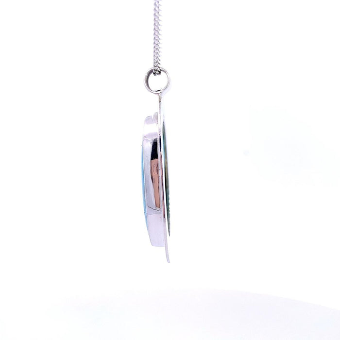 Taxco Artisan Sterling Silver Oval Turquoise Frame Pendant