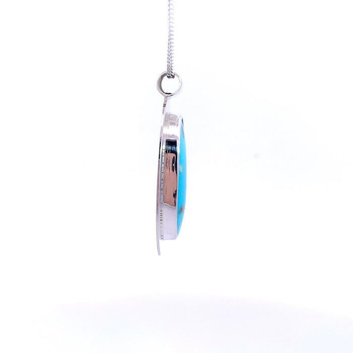Taxco Artisan Sterling Silver Oval Turquoise Frame Pendant