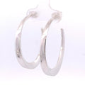Taxco artisan sterling silver tapered open hoop earrings bright polished handcrafted Mexican silver jewelry 35mm