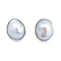 Taxco Artisan Sterling Silver White Mabe Pearl Stud Earrings