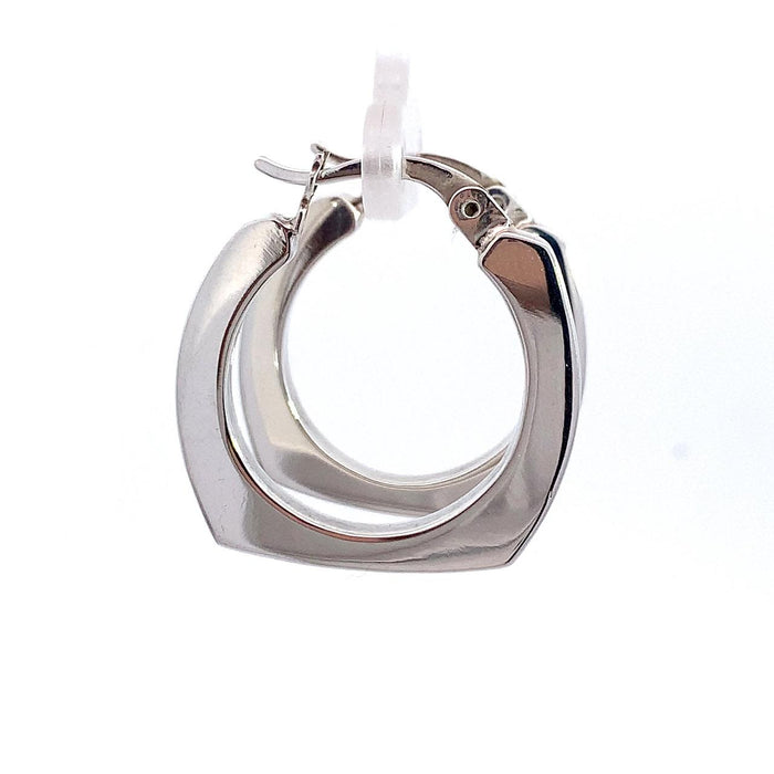 Taxco artisan sterling silver euro squared hoop earrings polished finish snap latch handcrafted Mexican silver jewelry