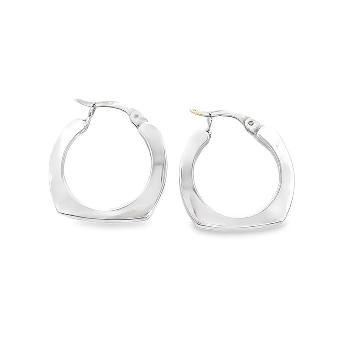 Taxco artisan sterling silver euro squared hoop earrings polished finish snap latch handcrafted Mexican silver jewelry
