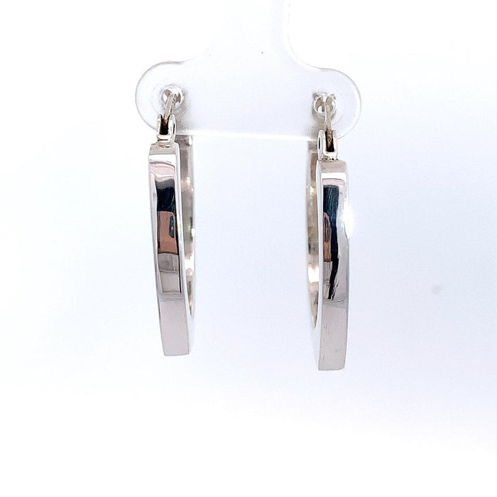 Taxco artisan sterling silver euro squared hoop earrings polished finish snap latch handcrafted Mexican silver jewelry