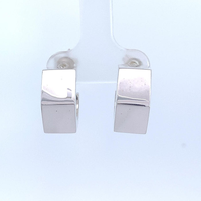 Taxco artisan sterling silver geometric hoop earrings bright polish finish 15mm diameter handcrafted Mexican silver jewelry