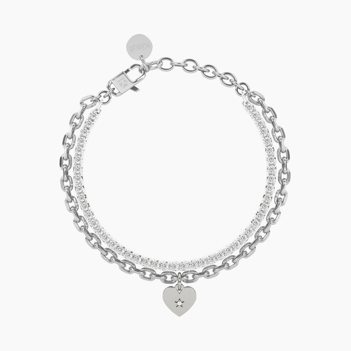 Bracciale tennis e catena forzatina con cuore