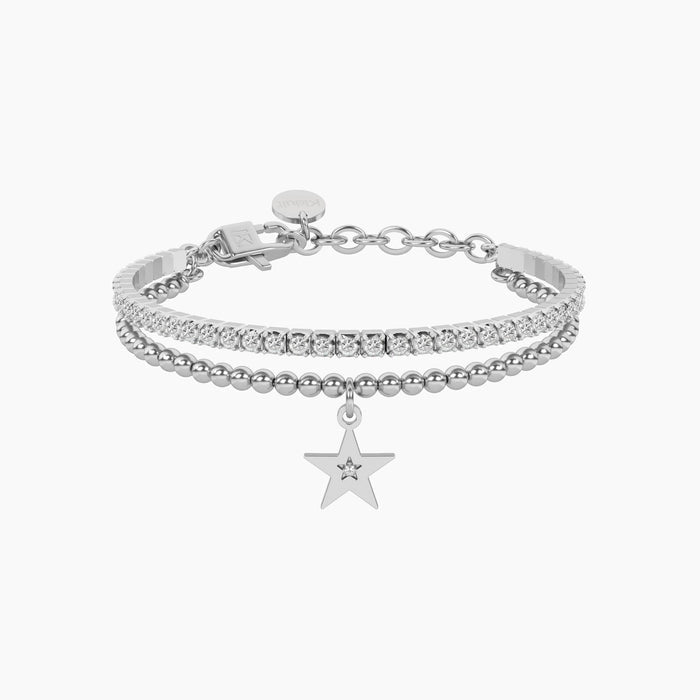 Bracciale tennis cristalli bianchi con ciondolo stella