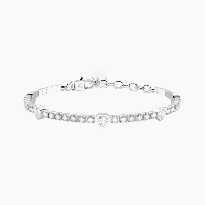 Bracciale tennis in cristalli e cuori