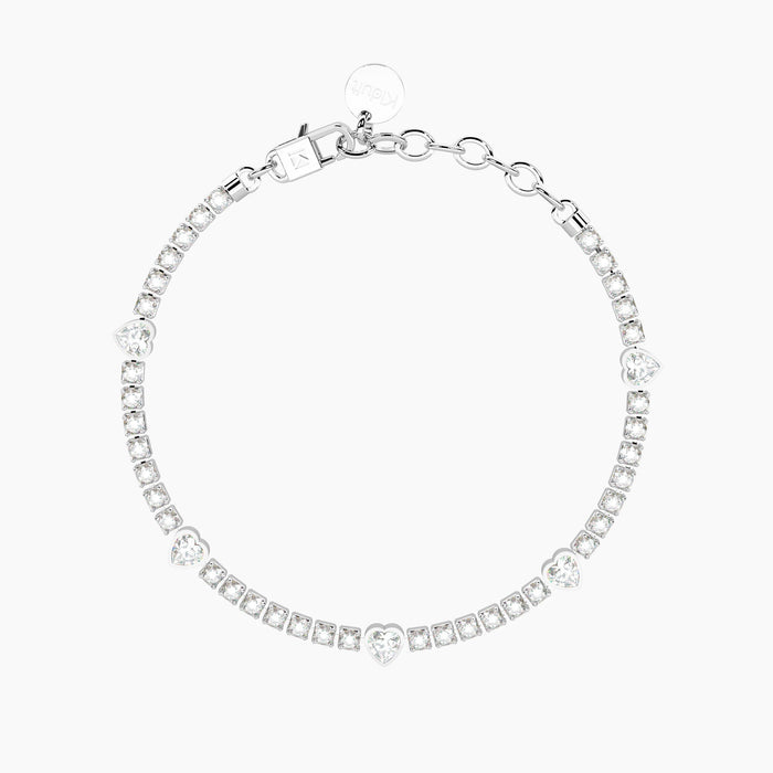 Bracciale tennis in cristalli e cuori