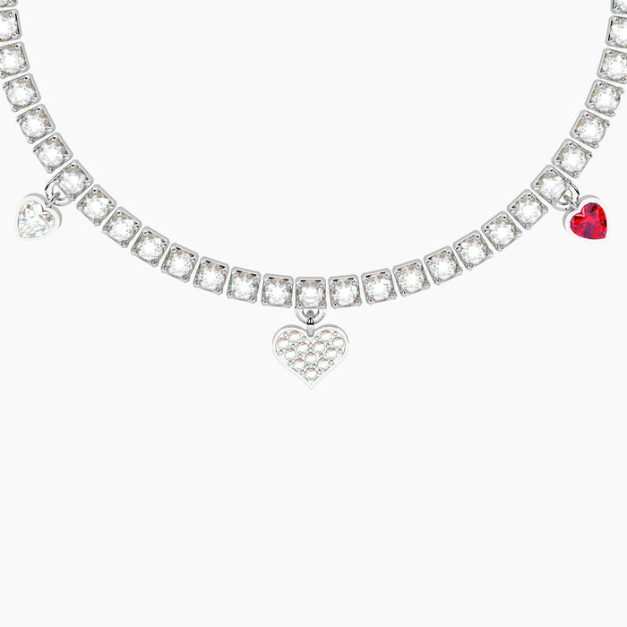 Bracciale tennis con ciondoli cuore