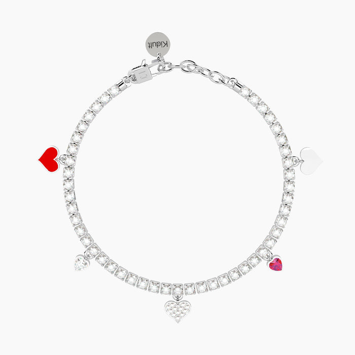 Bracciale tennis con ciondoli cuore