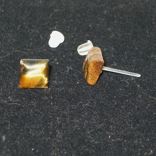 Tigers Eye Stud Earrings - Metal Free