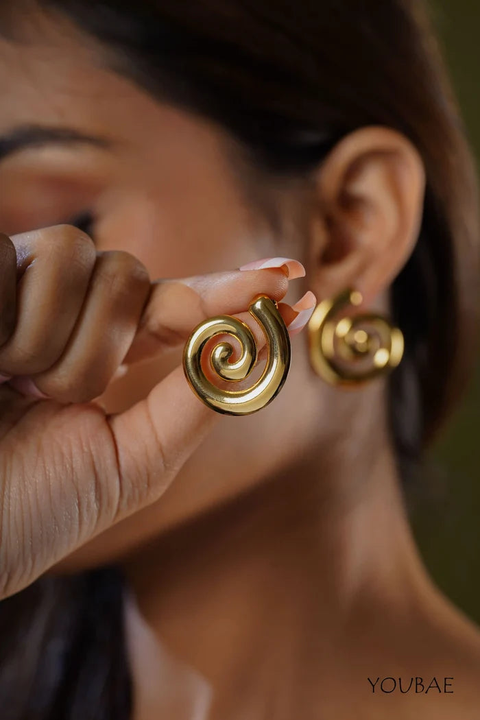 Timless Spiral Studs, Anti-Tarnish Steel Earrings