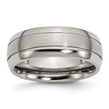Titanium Wedding Band-Chisel Brand Brushed and Polished 8mm Grooved Band