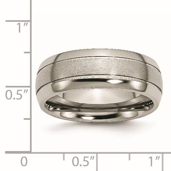 Titanium Wedding Band-Chisel Brand Brushed and Polished 8mm Grooved Band