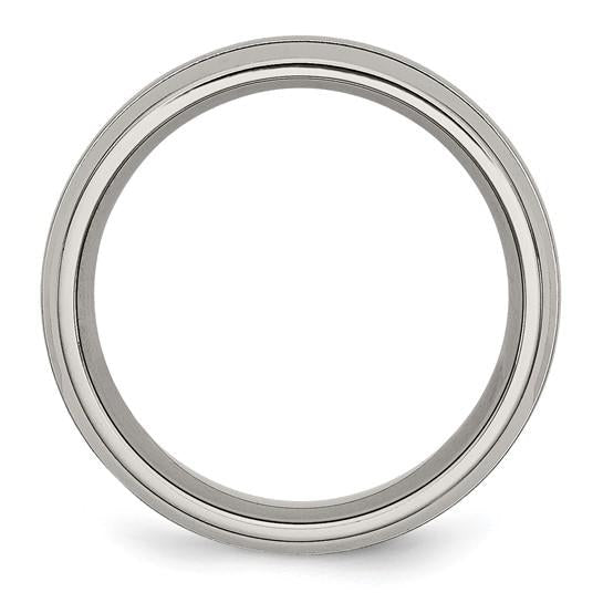 Titanium Wedding Band-Chisel Brand Brushed and Polished 8mm Grooved Band