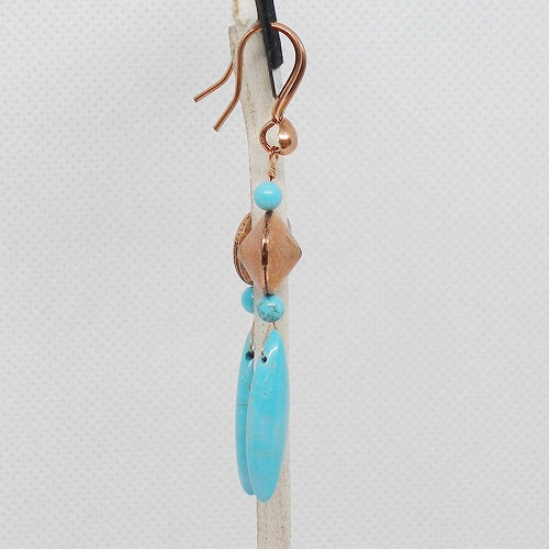 Turquoise and Copper Drop Earrings