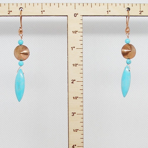 Turquoise and Copper Drop Earrings