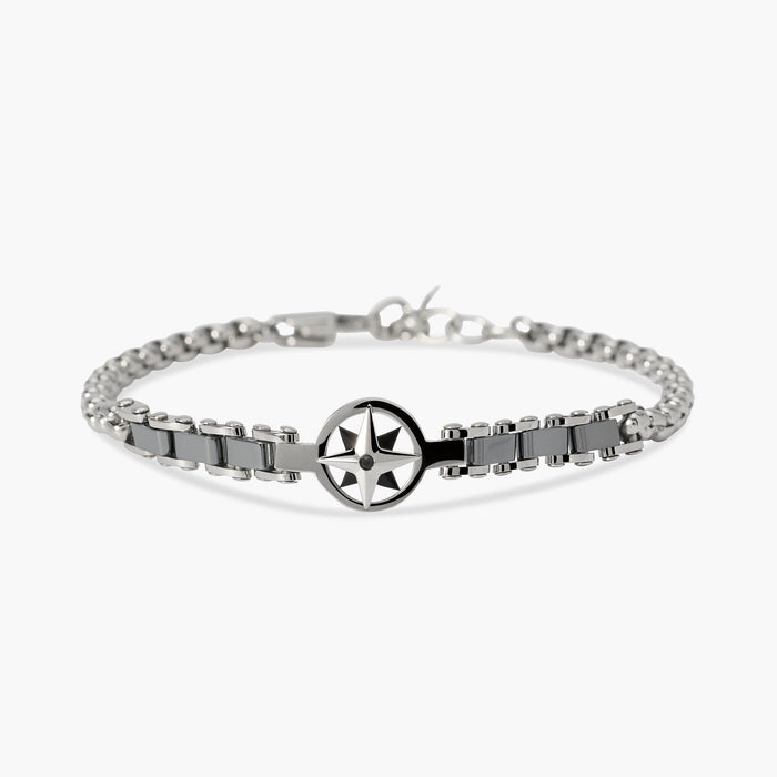 Bracciale in catena veneta con rosa dei venti centrale