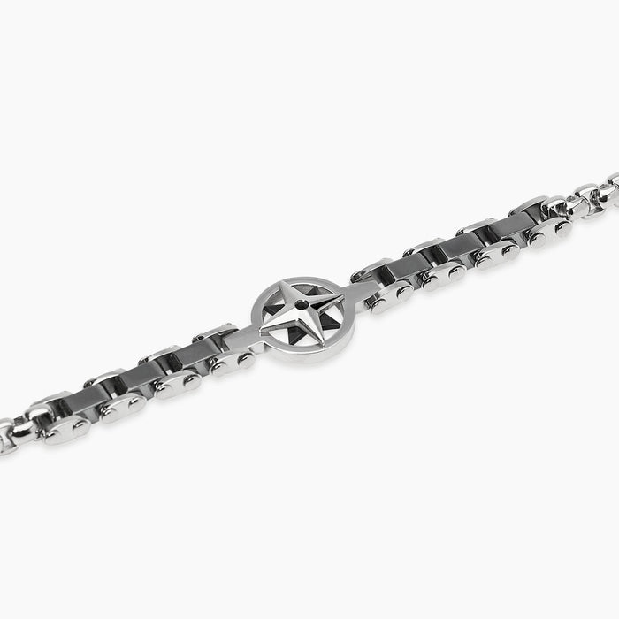 Bracciale in catena veneta con rosa dei venti centrale
