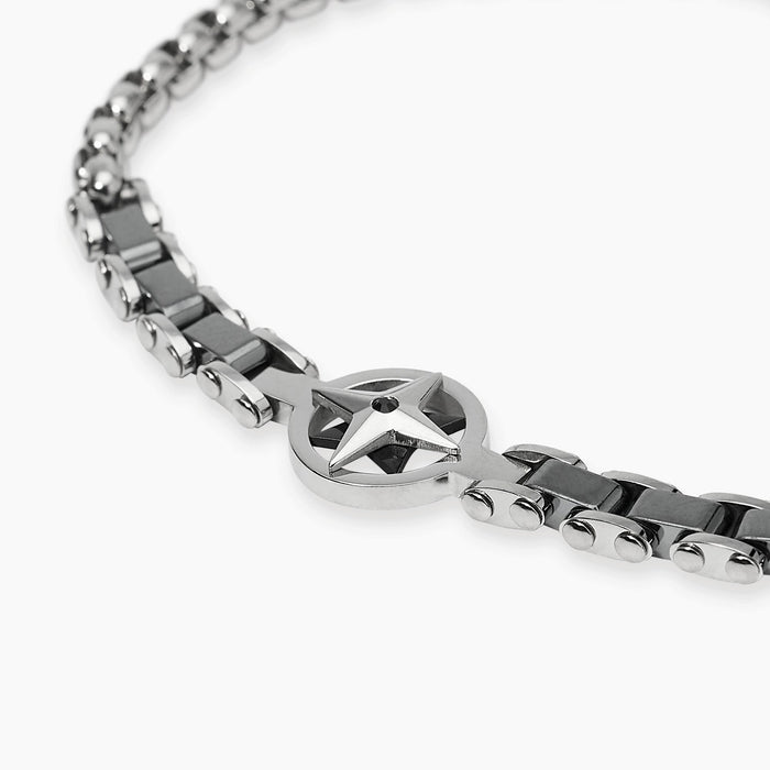 Bracciale in catena veneta con rosa dei venti centrale