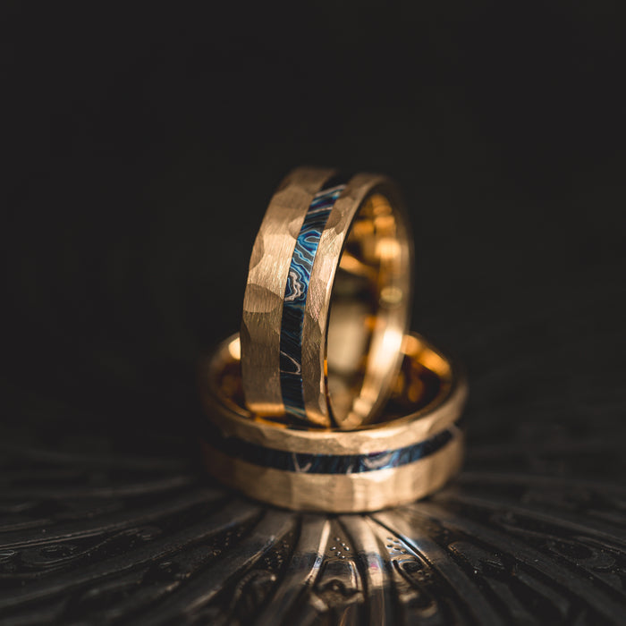 "Vulcan’s Edge" – Gold Tungsten with Zircuti Inlay