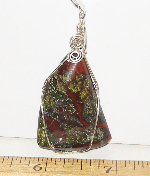 Wire Wrap Dragon Blood Jasper Pendant