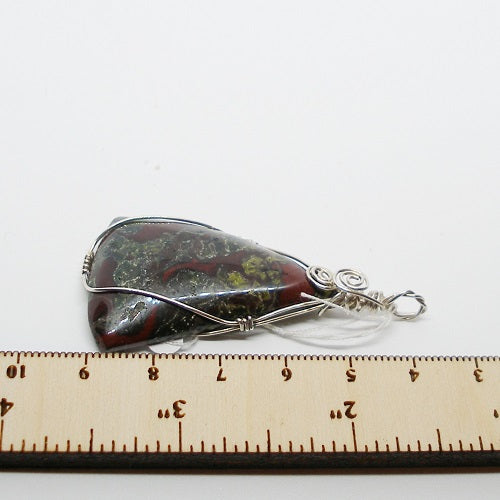 Wire Wrap Dragon Blood Jasper Pendant